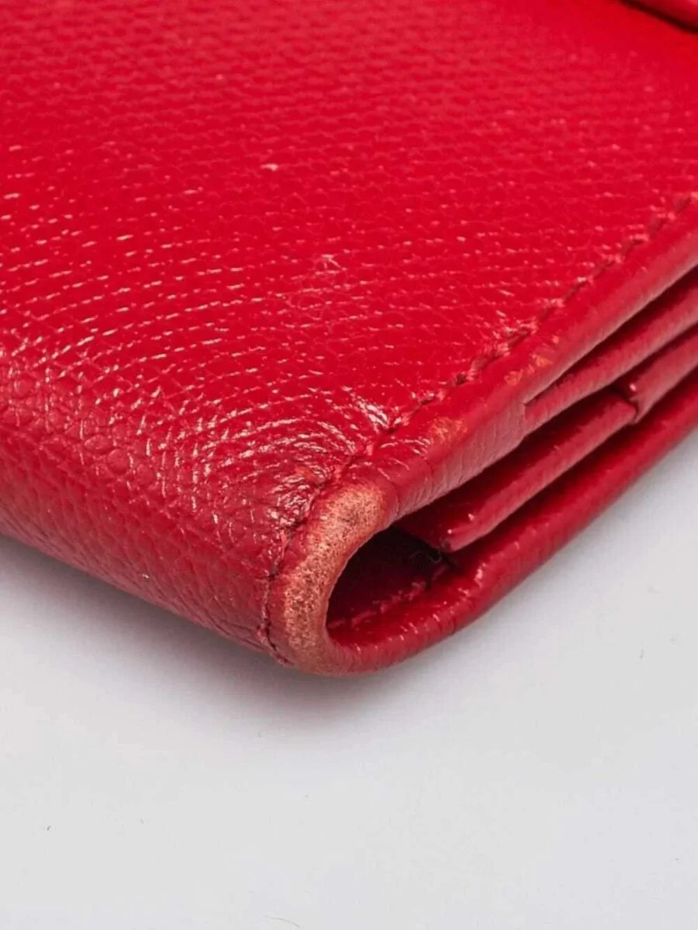 Chanel Red Grained Leather L-Double Wallet
